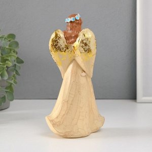 Фигурка полистоун «Девушка-ангел в голубом венке с ребенком», 6x12x20.5 см
