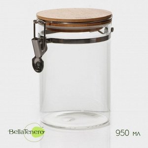 Банка для сыпучих продуктов BellaTenero «Эко», 950 мл, 10*15 см, с бугельным замком, стекло, прозрачная