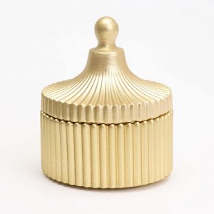 Свеча "Купол" в подсвечнике с узкими гранями из гипса с крышкой,7,5х9 см,золото