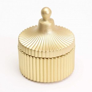 Свеча "Купол" в подсвечнике с узкими гранями из гипса с крышкой,7,5х9 см,золото