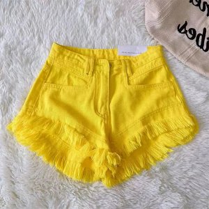 Женские джинсовые шорты с необработанными краями, желтый