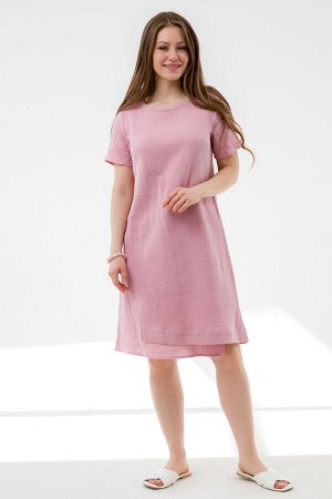 Летнее  многослойное платье из хлопка розовое