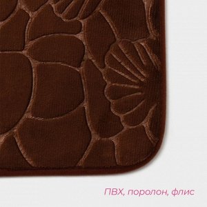 Коврики для ванной и туалета Доляна «Галька, ракушки», 2 шт., 40x50 см, 50x80 см