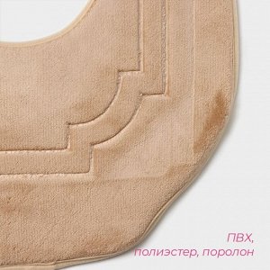Коврики для ванной и туалета Доляна «Гранж», 2 шт., 40x50 см, 50x80 см, бежевые