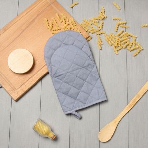 Варежка-прихватка Этель "Kitchen" цв.серый, 15х28см,саржа, 100% х/л