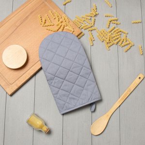 Варежка-прихватка Этель "Kitchen" цв.серый, 15х28см,саржа, 100% х/л