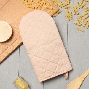 Варежка-прихватка «Этель» Kitchen, бежевая, 15x28 см, саржа, 100% хлопок