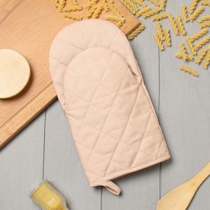 Варежка-прихватка «Этель» Kitchen, бежевая, 15x28 см, саржа, 100% хлопок