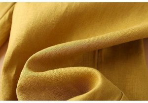 Женские брюки с карманами, на резинке и пуговицах, цвет жёлтый