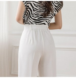 Женские брюки с карманами, на поясе с резинкой, цвет белый