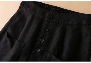 Женские брюки с карманами, на резинке и пуговицах, цвет чёрный