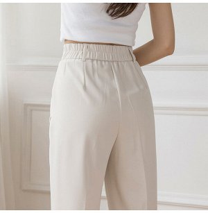 Женские брюки с карманами, на поясе с резинкой, цвет бежевый
