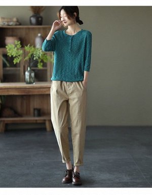 Женские брюки с карманами и эластичным поясом, цвет светлый хаки