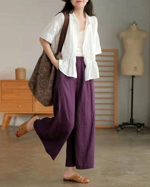 Женские брюки с карманами и эластичным поясом, цвет фиолетовый