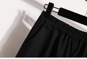 Женские брюки с карманами и эластичным поясом, цвет чёрный