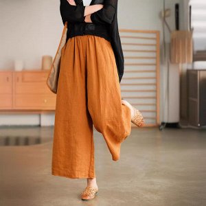 Женские брюки с карманами и эластичным поясом, цвет оранжевый