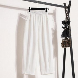 Женские брюки с карманами и эластичным поясом, цвет белый