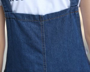 Женский джинсовый сарафан с карманами и разрезом сзади, на регулируемых бретелях, цвет синий