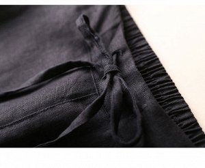 Женские брюки с карманами и эластичным поясом на завязках, цвет чёрный