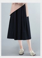 Женская юбка-брюки с карманами и эластичным поясом на завязках, цвет чёрный
