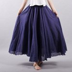 Женская длинная юбка с эластичным поясом, цвет тёмно-синий