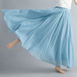 Женская длинная юбка с эластичным поясом, цвет голубой