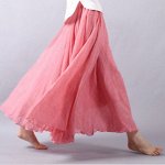 Женская длинная юбка с эластичным поясом, цвет розовый