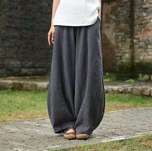 Женские брюки свободного кроя с карманами, цвет серый