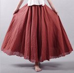Женская длинная юбка с эластичным поясом, цвет красный