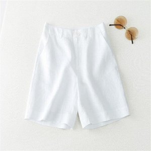 Женские шорты с карманами, на застёжке-молнии и пуговице, цвет белый