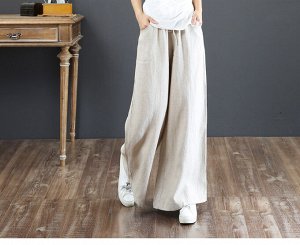 Женские брюки свободного кроя с карманами и эластичным поясом с завязками, цвет