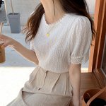 Женская блузка с короткими рукавами, цвет белый