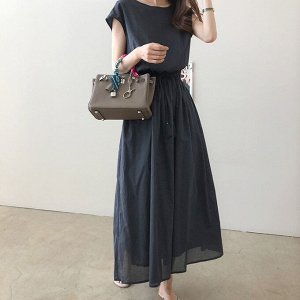 Женское длинное платье без рукавов, с завязками на талии, цвет тёмно-синий