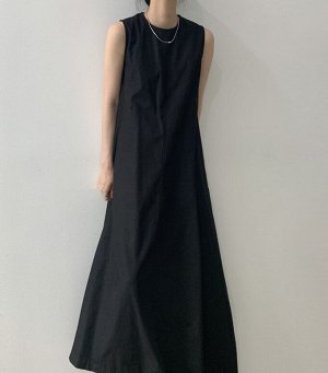 Женское длинное платье без рукавов, с карманами, цвет чёрный