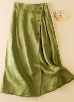 Женская миди-юбка на пуговицах, цвет зелёный