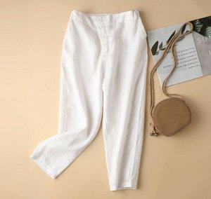 Женские брюки с карманами, на пуговицах, цвет белый