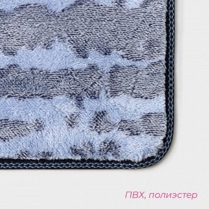Коврики для ванной и туалета Доляна «Блик», 2 шт.: 40x50 см, 50x80 см, синие