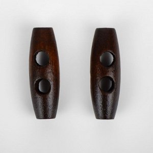Набор деревянных пуговиц «Цилиндр», 2 прокола, 10 x 30 мм, 10 шт, цвет тёмно-коричневый
