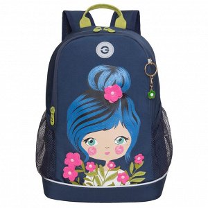 Рюкзак школьный GRIZZLY с карманом для ноутбука 13", жесткой спинкой, двумя отделениями, для девочки