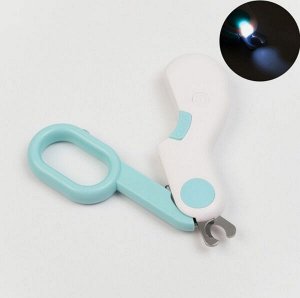 Когтерез-ножницы с LED фонарём, дл.10,5см, голубой