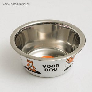 Миска металлическая с рисунком 450мл Yoga Dog