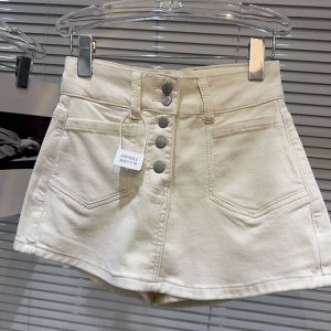 Джинсовая юбка-шорты с высокой посадкой, белый