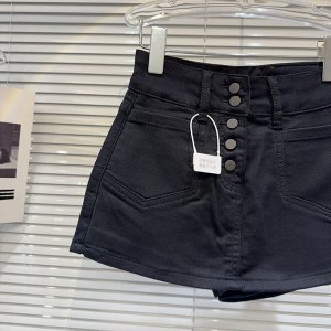 Джинсовая юбка-шорты с высокой посадкой, черный