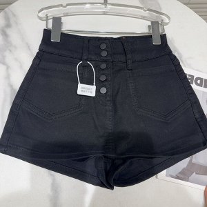 Джинсовая юбка-шорты с высокой посадкой, черный