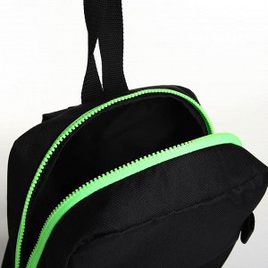 Рюкзак на молнии TEXTURA, наружный карман, цвет чёрный/салатовый