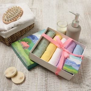 Салфетки махровые «Этель. Закат», 5 шт., 30x30 см, хлопок 100%
