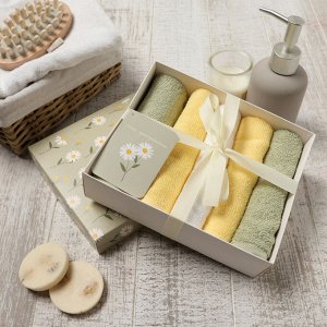 Набор махровых салфеток «Этель. Ромашки», 30x30 см - 5 шт., хлопок 100%