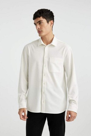 DEFACTO Рубашка стандартного кроя с воротником-поло и длинными рукавами