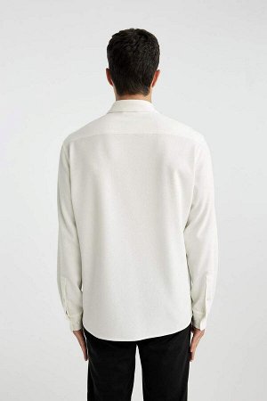 DEFACTO Рубашка стандартного кроя с воротником-поло и длинными рукавами