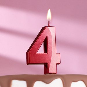 Свеча в торт на шпажке «‎Грань», цифра "4", 5 см, красная